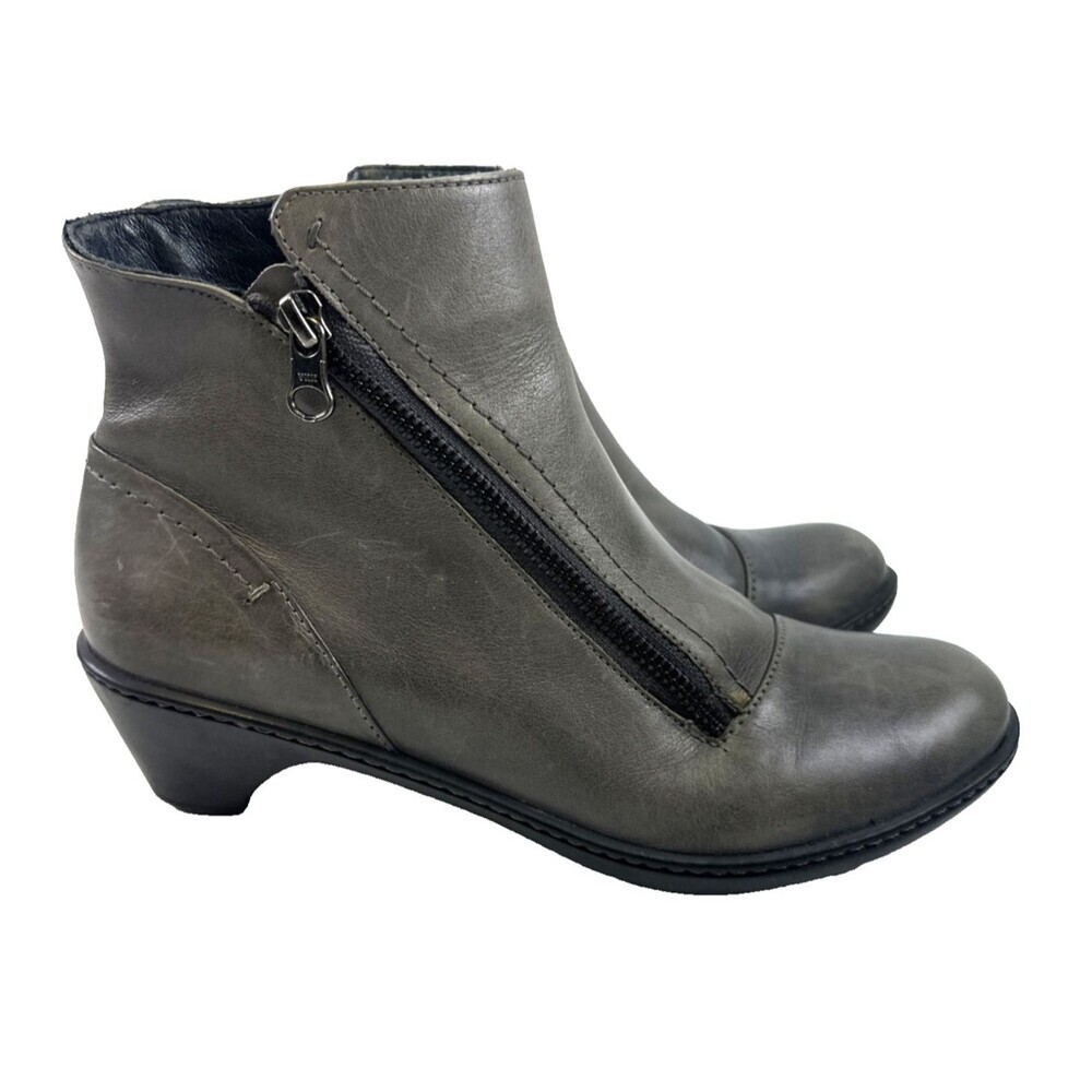 Dansko Billie Boot Gray Leather Ankle Zip Round Toe Sleek Womens 37 US 6.5 - 7